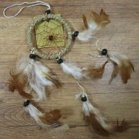 Traumf&auml;nger Sisal Dreamcatcher Traum Tr&auml;ume Federn Indianer beige 6 cm 8530066