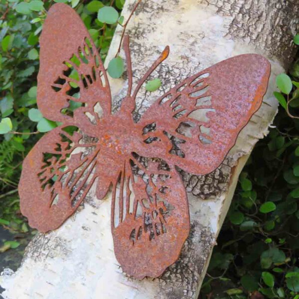 Gartenstecker Edelrost Motiv Schmetterling – Rustikale Gartendeko Aus Rostfreiem Metall