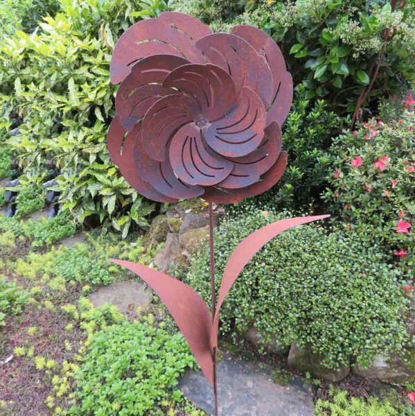 Gartenstecker Edelrost Rost Deko Garten Gartendeko Blume Blüte 048LV