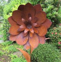 Gartenstecker Edelrost Rost Deko Garten Gartendeko Blume Blüte 045LV