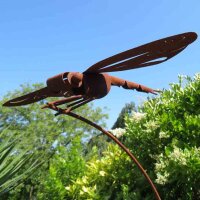 Edelrost Gartenstecker Beetstecker Stecker schwingende Libelle