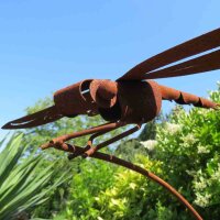 Edelrost Gartenstecker Beetstecker Stecker schwingende Libelle