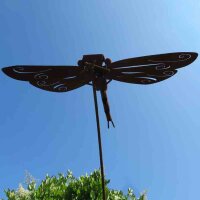Edelrost Gartenstecker Beetstecker Stecker schwingende Libelle