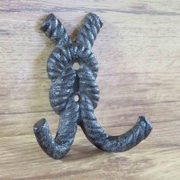 Garderobenhaken Seil Tau Schlaufe Knoten Gusseisen Wandhaken Haken Kleiderhaken