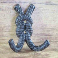 Garderobenhaken Seil Tau Schlaufe Knoten Gusseisen Wandhaken Haken Kleiderhaken