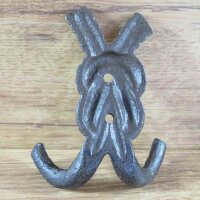 Garderobenhaken Seil Tau Schlaufe Knoten Gusseisen Wandhaken Haken Kleiderhaken