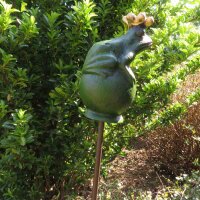 Gusseisen Froschkönig Gartenstecker Beetstecker...